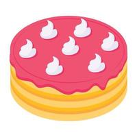 An icon of cream cake isometric vector