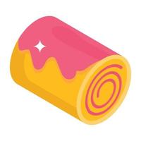 An icon denoting jam roll, isometric design vector