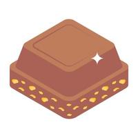 Yummy chocolate cake isometric icon vector