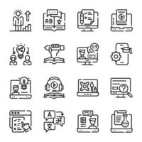 iconos de doodle de educación y conocimiento vector