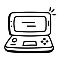 A portable video game doodle icon vector