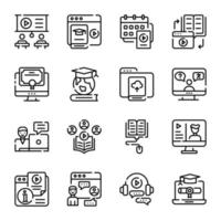 Online Learning Hand Drawn Icons vector