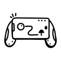 A game remote doodle line icon vector