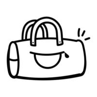 Doodle  line icon of a sports bag vector