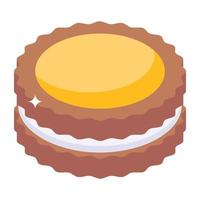 delicioso pastel de crema icono isométrico vector