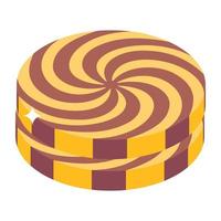 Trendy isometric icon of chocolate biscuit vector