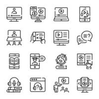 Online Education Hand Drawn Icons vector