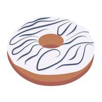 icono de vector isométrico de donut, artículo de confitería