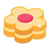 An icon of flower cookies isometric design vector