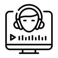 una descarga de icono de línea de lección de audio vector