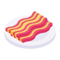 An icon of bacon isometric vector