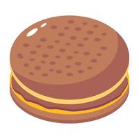 icono isométrico de moda de hamburguesa vector