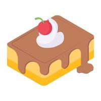 Bakery food, isometric icon of pastry vector