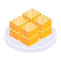 An icon of caramel bites isometric design vector