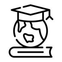 Trendy hand drawn icon of global education vector