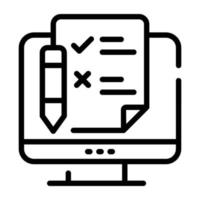 An online exam hand drawn vector