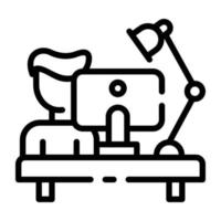Trendy doodle line icon of student table vector