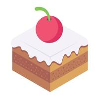 A cherry cake isometric icon vector