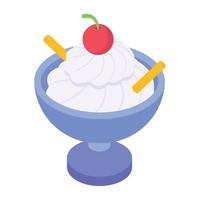 An icon of ice cream cup isometric design vector