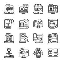 Set of Virtual Learning Doodles vector