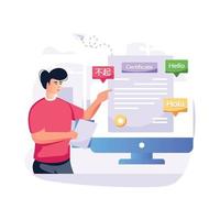 Online interpreter flat illustration is up for premium use vector