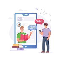 Online interpreter flat illustration is up for premium use vector