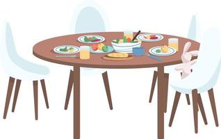 Dining table semi flat color vector element