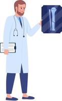 Doctor showing x-ray picture semi flat color vector character