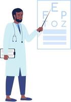 Ophthalmologist near eye test chart semi flat color vector character