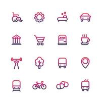 line icons set for map, pictograms, signs for navigation over white vector