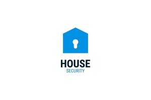Flat lock house security icon logo design vector template