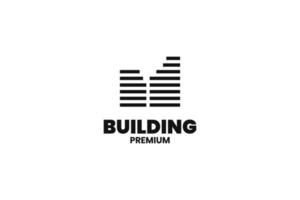 Flat stripe building city logo design vector template