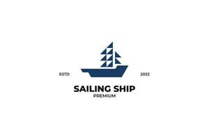 Flat sailing ship logo design vector illustration template