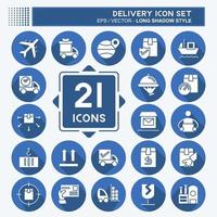 Icon Set Delivery. suitable for education symbol. long shadow style. simple design editable. design template vector. simple illustration vector