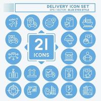 Icon Set Delivery. suitable for education symbol. blue eyes style. simple design editable. design template vector. simple illustration vector