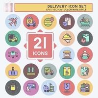 Icon Set Delivery. suitable for education symbol. color mate style. simple design editable. design template vector. simple illustration vector