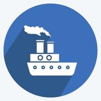 icono de barco de vapor. adecuado para el símbolo de la educación. estilo de sombra larga. diseño simple editable. vector de plantilla de diseño. ilustración sencilla