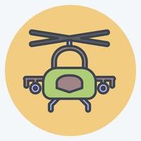 icono de helicóptero militar. adecuado para el símbolo de la educación. estilo compañero de color. diseño simple editable. vector de plantilla de diseño. ilustración sencilla