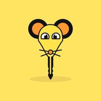 concepto de logotipo de rata y llave. animal, caricatura, mascota, logotipo plano y lindo. adecuado para logotipo, icono, símbolo y signo. como niños o logotipo de seguridad vector