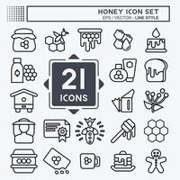 Icon Set Honey. suitable for Bee Farm. Line Style. simple design editable. design template vector. simple illustration vector