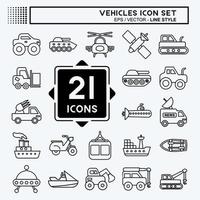 Icon Set Vehicles. suitable for Education symbol. line style. simple design editable. design template vector. simple illustration vector