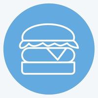 hamburguesa de icono. apto para carne. estilo de ojos azules. diseño simple editable. vector de plantilla de diseño. ilustración sencilla