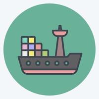 Icon Cargo Ship. suitable for Education symbol. color mate style. simple design editable. design template vector. simple illustration vector