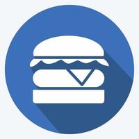 hamburguesa de icono. apto para carne. estilo de sombra larga. diseño simple editable. vector de plantilla de diseño. ilustración sencilla