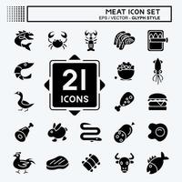 Icon Set Meat. suitable for Food. glyph style. simple design editable. design template vector. simple illustration