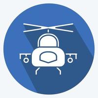 icono de helicóptero militar. adecuado para el símbolo de la educación. estilo de sombra larga. diseño simple editable. vector de plantilla de diseño. ilustración sencilla