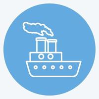 icono de barco de vapor. adecuado para el símbolo de la educación. estilo de ojos azules. diseño simple editable. vector de plantilla de diseño. ilustración sencilla