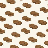 Cute cookie and chocolate chip pattern vector