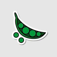 Vector broccoli sticker in cartoon style. Isolated vegetable with shadow. Flat simple icon with black lines.