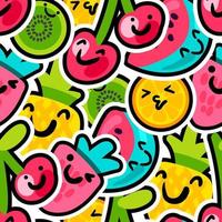 Lovely berries and fruits mix pattern vector